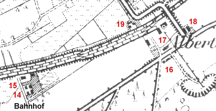 Langeböse, Bahnhof und Kalksandsteinfabrik